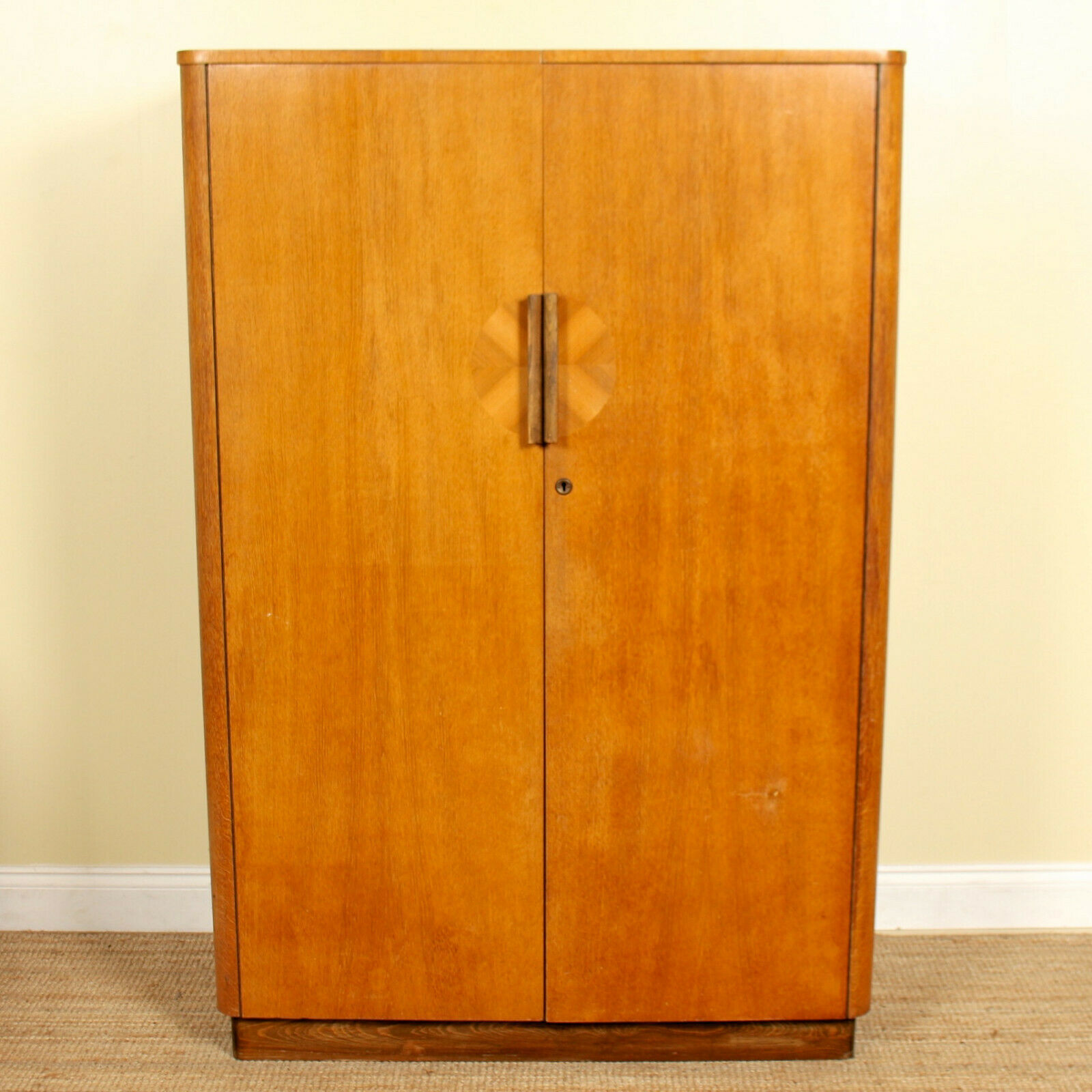 Vintage Art Deco Oak Wardrobe Inlaid Armoire Vinterior