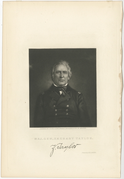 Antique Portrait Of Zachary Taylor By Welch (C.1865)