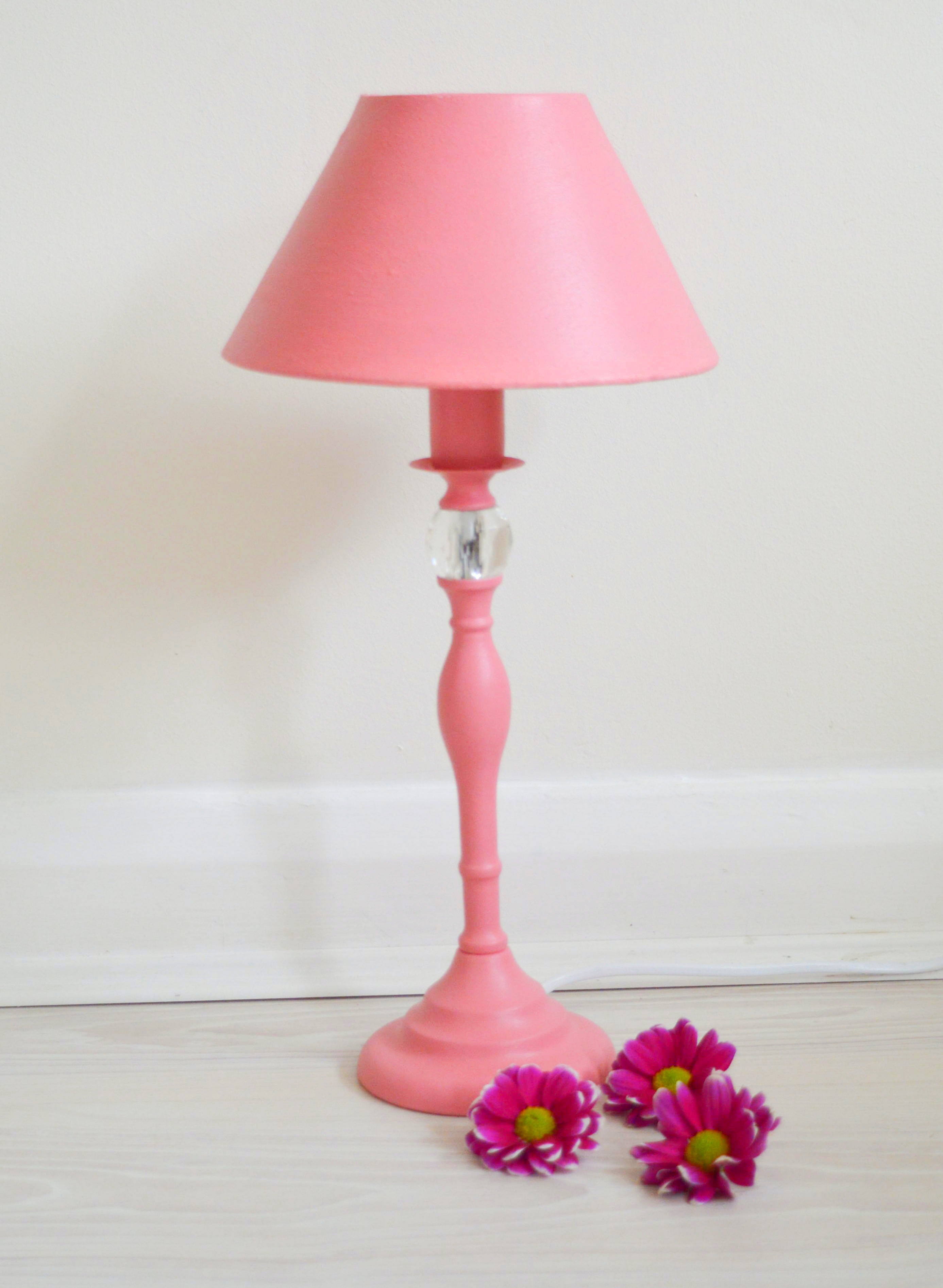 Pink Hand Painted Touch Table Lamp 3 Settings With Matching Shade Kids