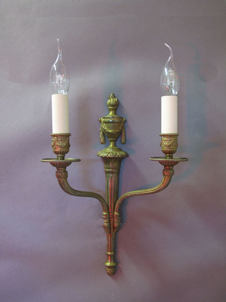 Pair Of 2 Arm Adam Style Wall Lights, Ca 1930