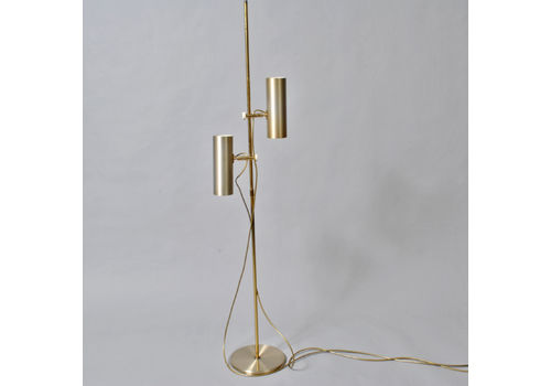 Midcentury In The Style Of Jo Hammerborg Steel Brass Dual Cylinder Floor Lamp, 1960s