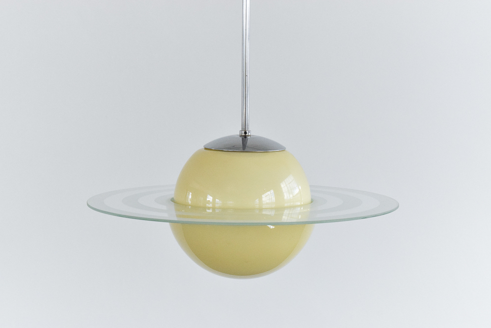 Vintage Glass Saturn Planet Art Deco Pendant Light
