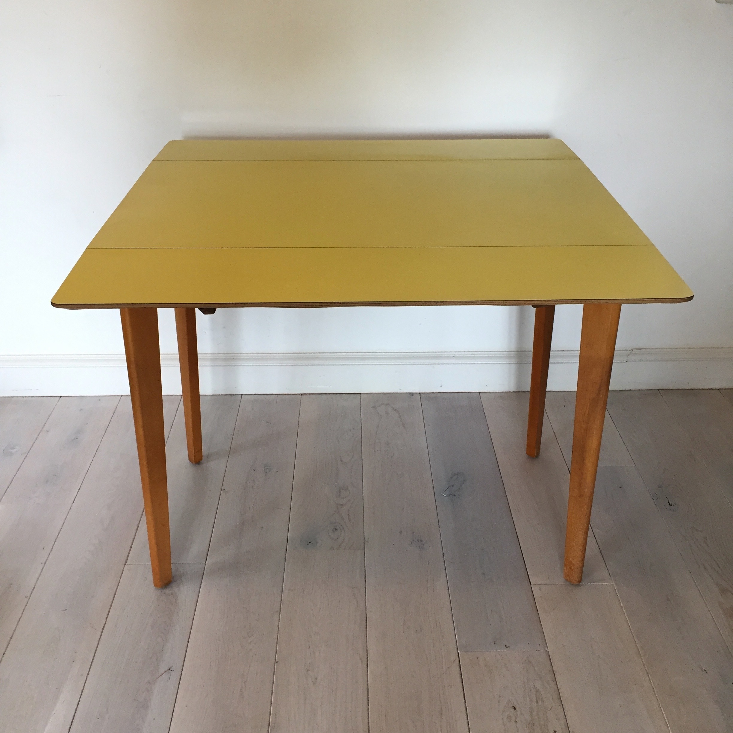 Yellow Formica Drop Leaf Table By Remploy