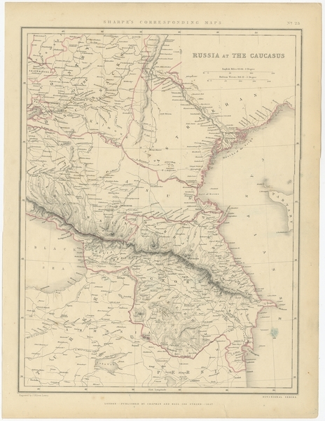 Antique Map Of Russia And The Caucasus By Sharpe (1849)