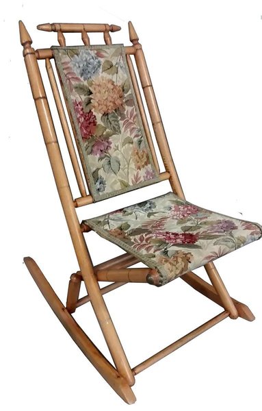 1900s British Antique Brown Bamboo Rocking Chair Vinterior