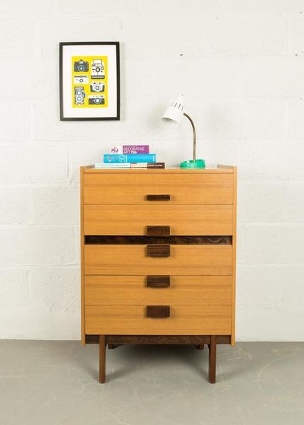 1960s Midcentury Chest Of Drawers Tallboy On Teak Legs Vinterior
