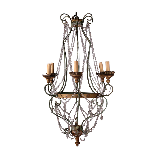 Large Wrought Iron Chandelier, 1950s Large Wrought Iron Chandelier, 1950s