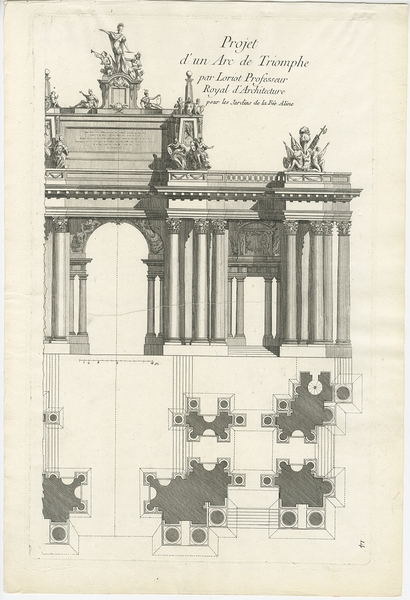 Pl. 14 Antique Print Of A Triumphal Arch By Le Rouge (C.1785)