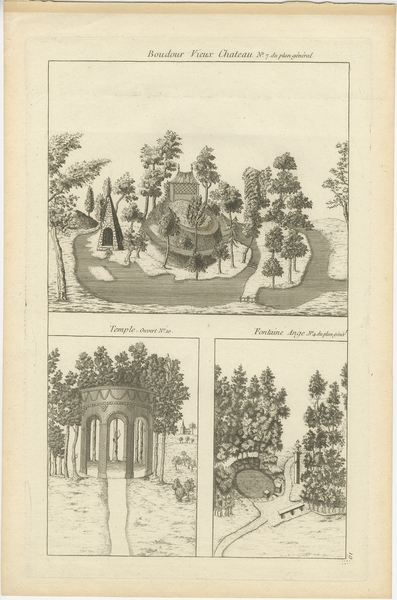 Pl. 19 Antique Print Of The Garden Of A Castle By Le Rouge (C.1785)
