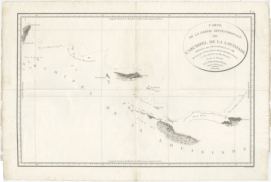Antique Map Of The Louisiade Archipelago By Beautemps Beaupré (C.1798)