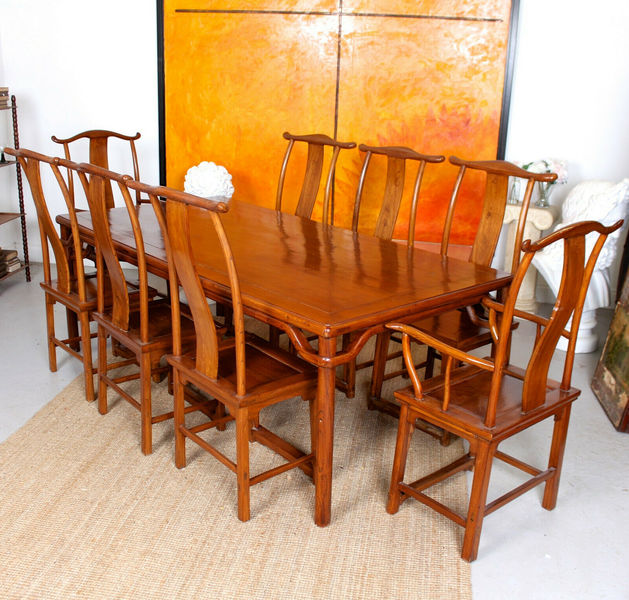 Vintage Chinese Dining Table And 8 Chairs Fine Quality Vinterior