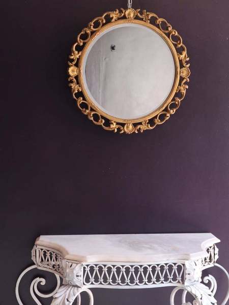 Wooden Round Gold Mirror Vintage Decorative Wall Mirror Vinterior