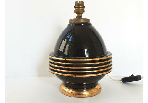 Vintage Table Lamp 1960 Black & Gold Ceramic 60s 60's Years 60