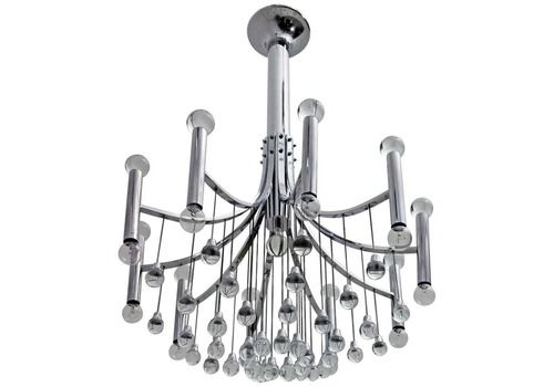 Gaetano Sciolari Mid Century Modern Italian Chrome And Glass Chandelier, 1970