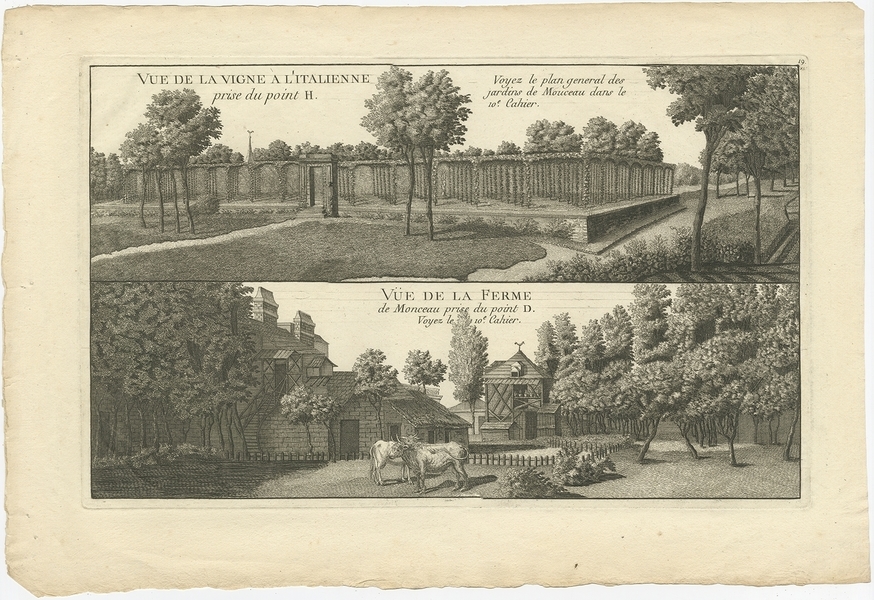 Pl. 19 Antique Print Of An Italian Vineyard And Farm By Le Rouge (C.1785)