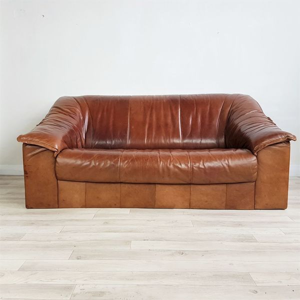 Sale Retro Tan Leather Sofa Ikea 1991 Catalogue Model Two Seater
