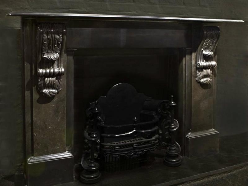 Large Black Belgian Fossil Marble Carved Corbel