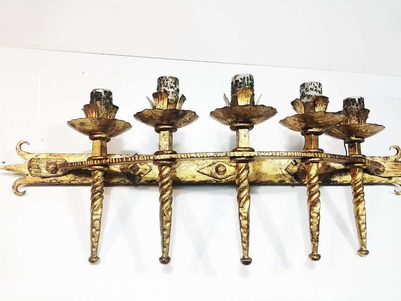 Wall Sconce Torch Row Gold Wrought Iron From Spain