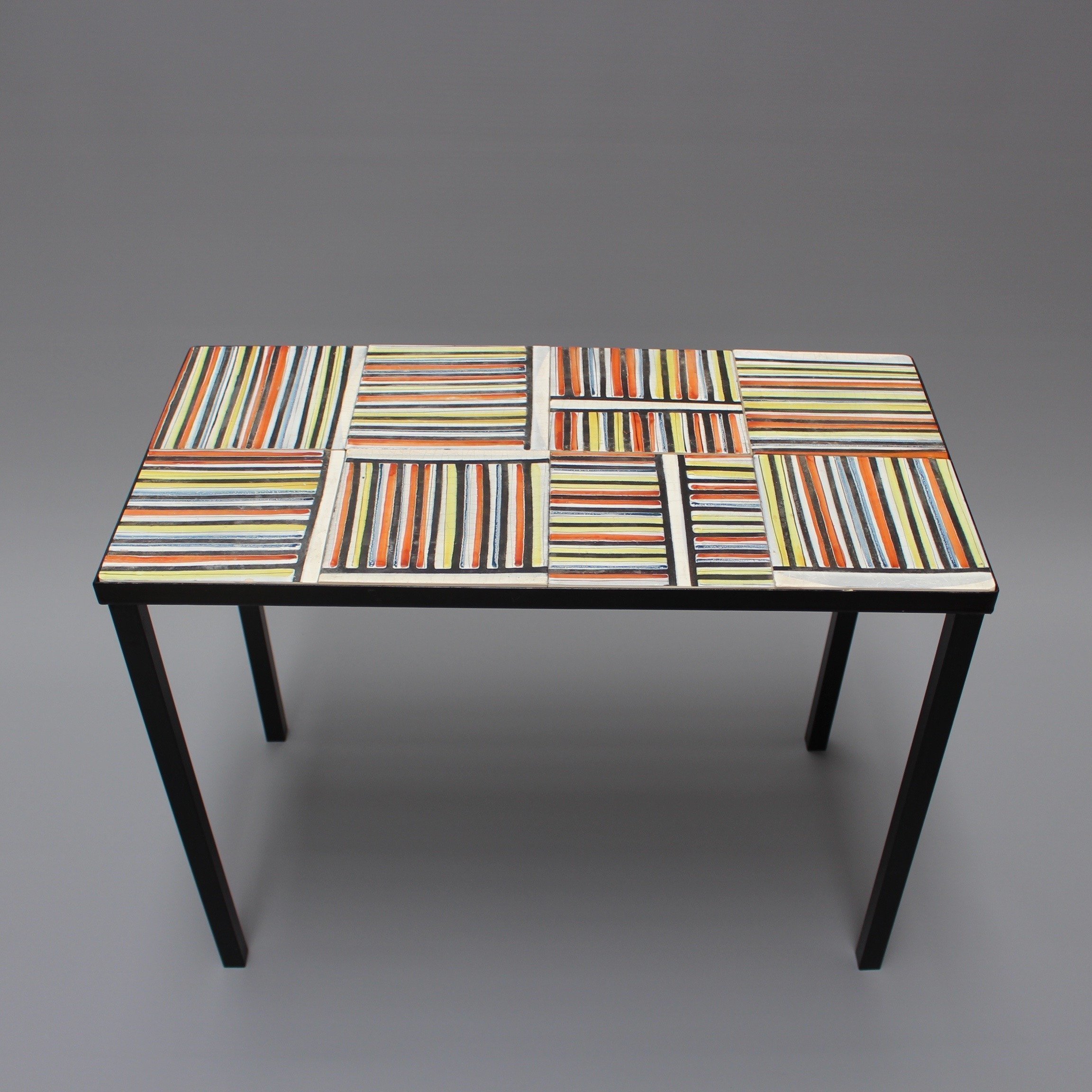 Coffee Table With 'Pyjama' Ceramic Tiles By Roger Capron (C. 1950s - Coffee Table With 'Pyjama' Ceramic Tiles By Roger Capron (C. 1950s