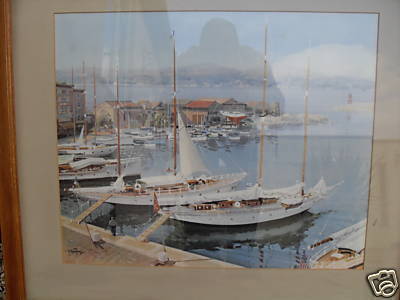 Print In Frame Sailing Sloops In Meditteranean Harbour.