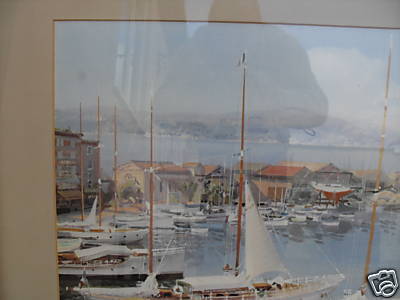Print In Frame Sailing Sloops In Meditteranean Harbour. photo for sale
