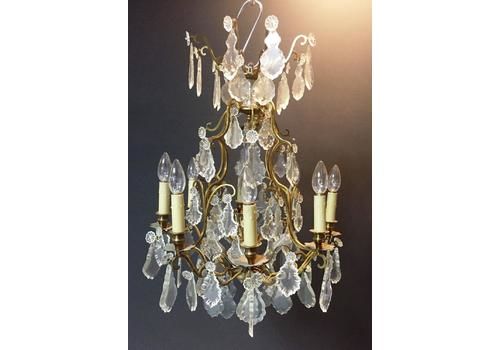 An Eight Arm Gilt Brass And Cut Glass Chandelier