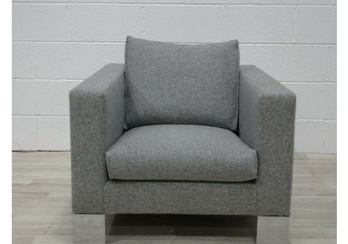 Minotti Suitcase Chair In Soft Pewter Grey Lambs Wool