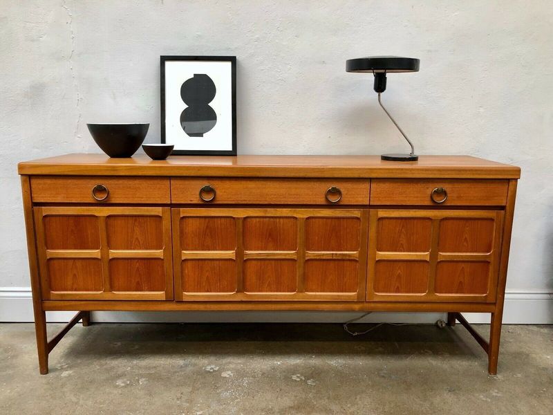 Vintage Nathan Teak Squares Sideboard.Danish Retro G Plan Mid Century