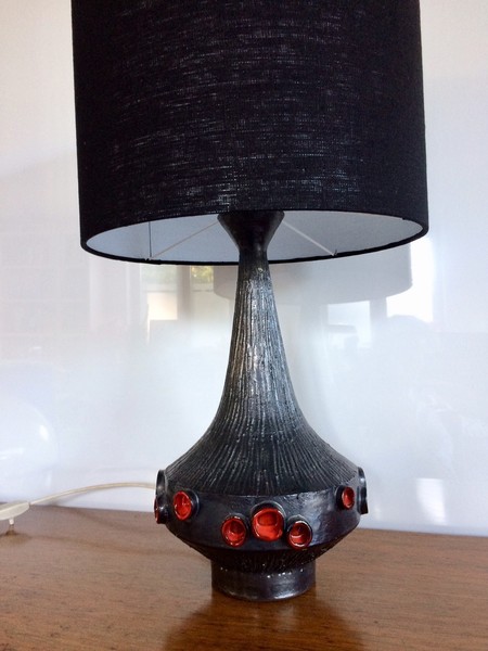 1960s Belgian Art Pottery Perignem Table Lamp Rogier Vandeweghe Design photo Lighting