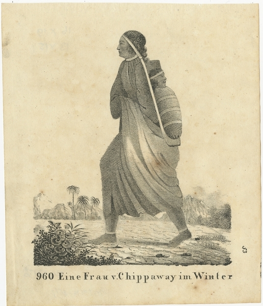 Antique Print Of An Inhabitant Of Chippewa (1836)