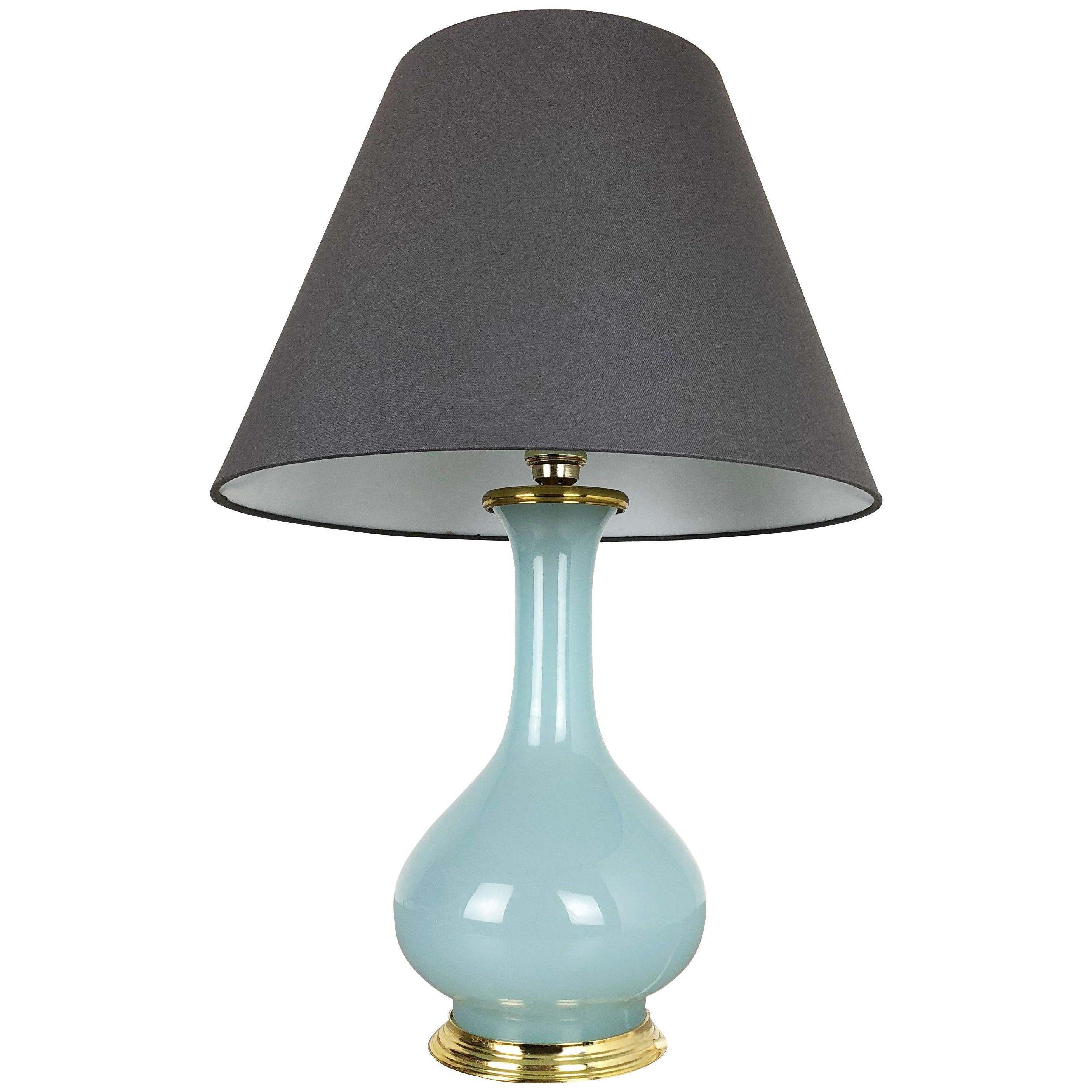 New Old Stock, Opaline Murano Glass Italian Opaline Murano Glass Table Lamp