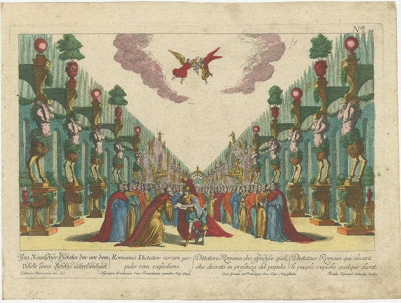 Antique Print Of A Theater Decor By Setlezky (1678)