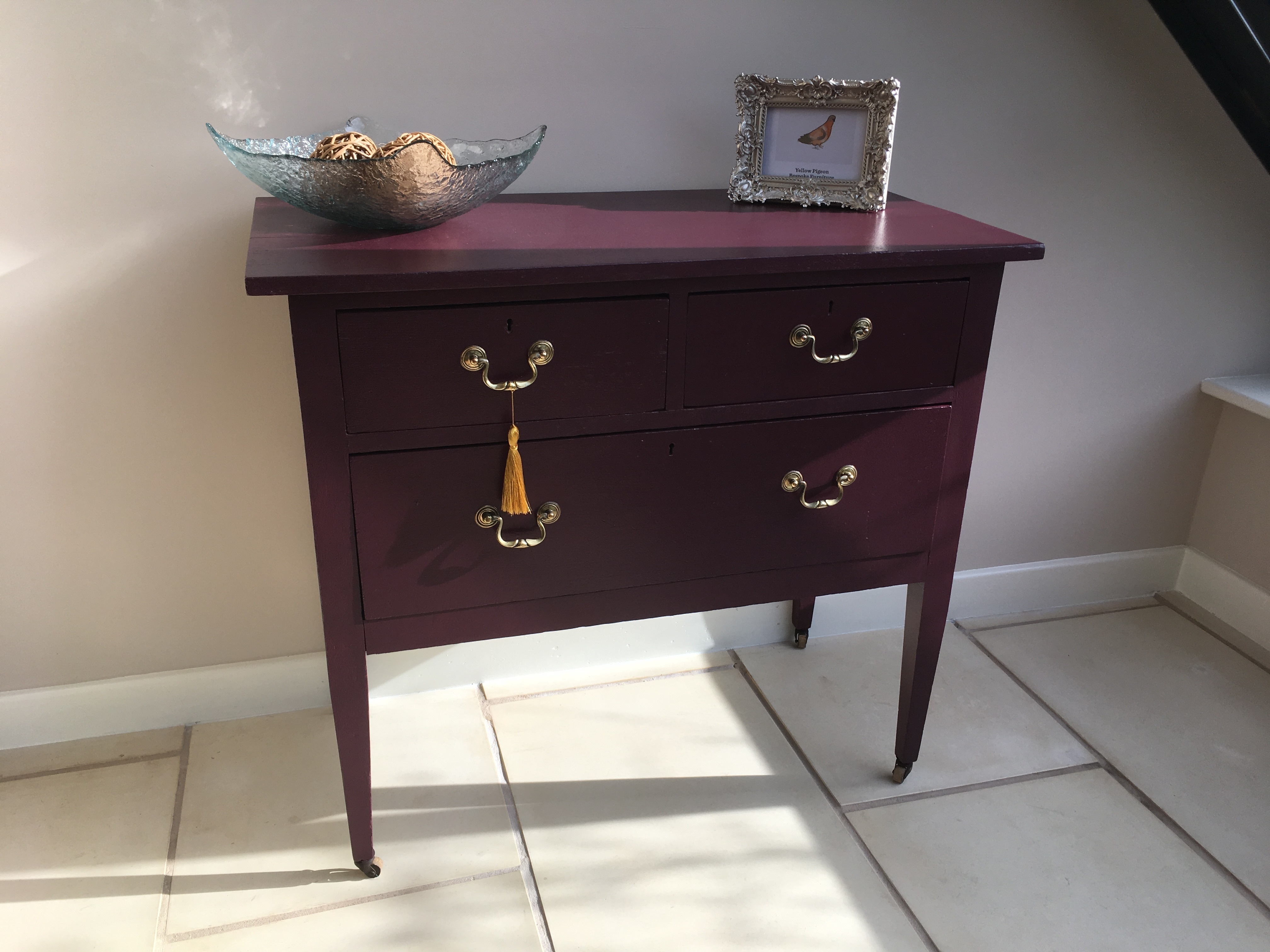 Antique Victorian Oak Painted Side Cabinet Dresser Drawers On