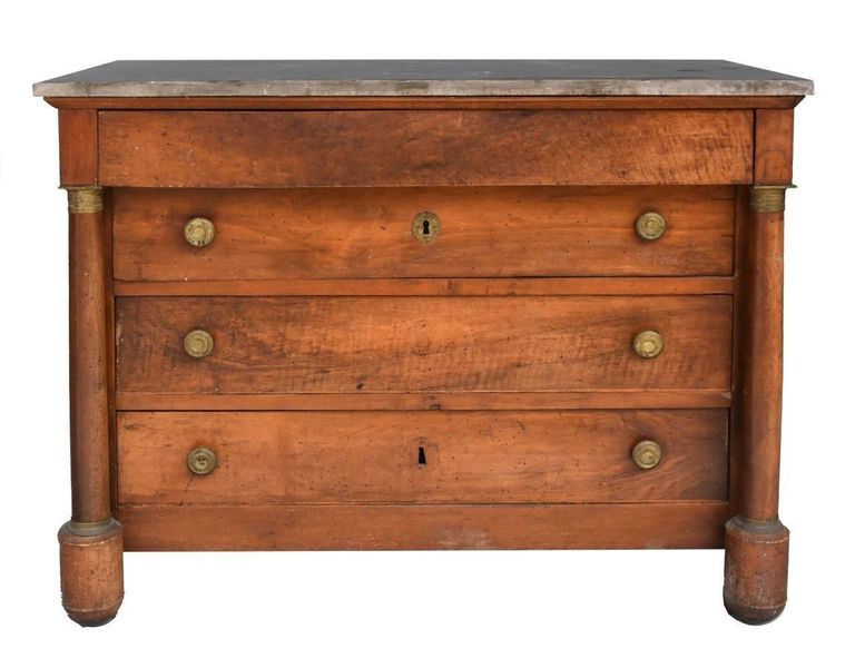 Commode With Detached Columns In Walnut, Xi Xth Empire Period