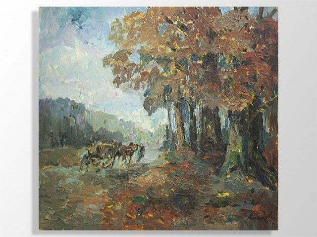 Plowing Oil On Canvas Signed Kiraval X Xth