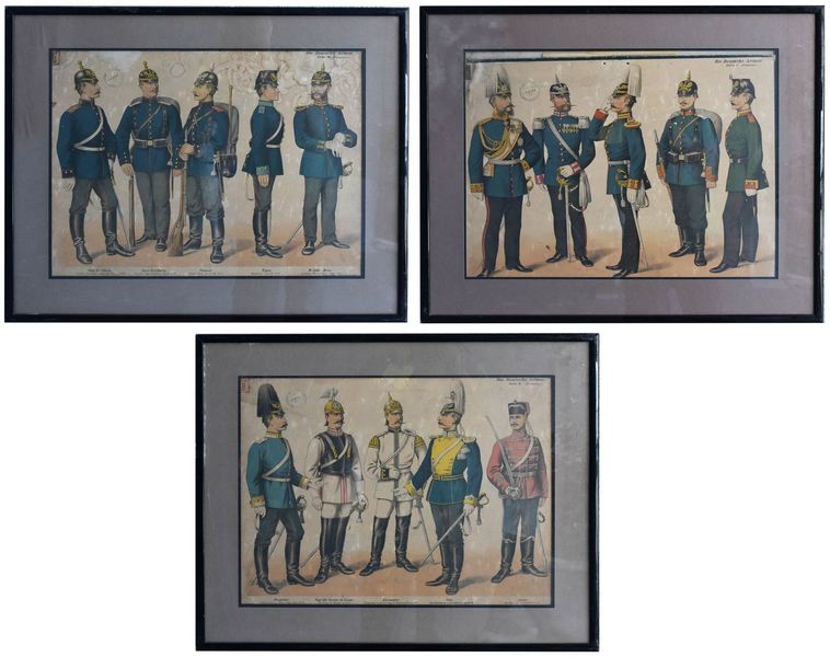 Engraving With Uniforms Of The German Army At The End Of The Xi Xth Century