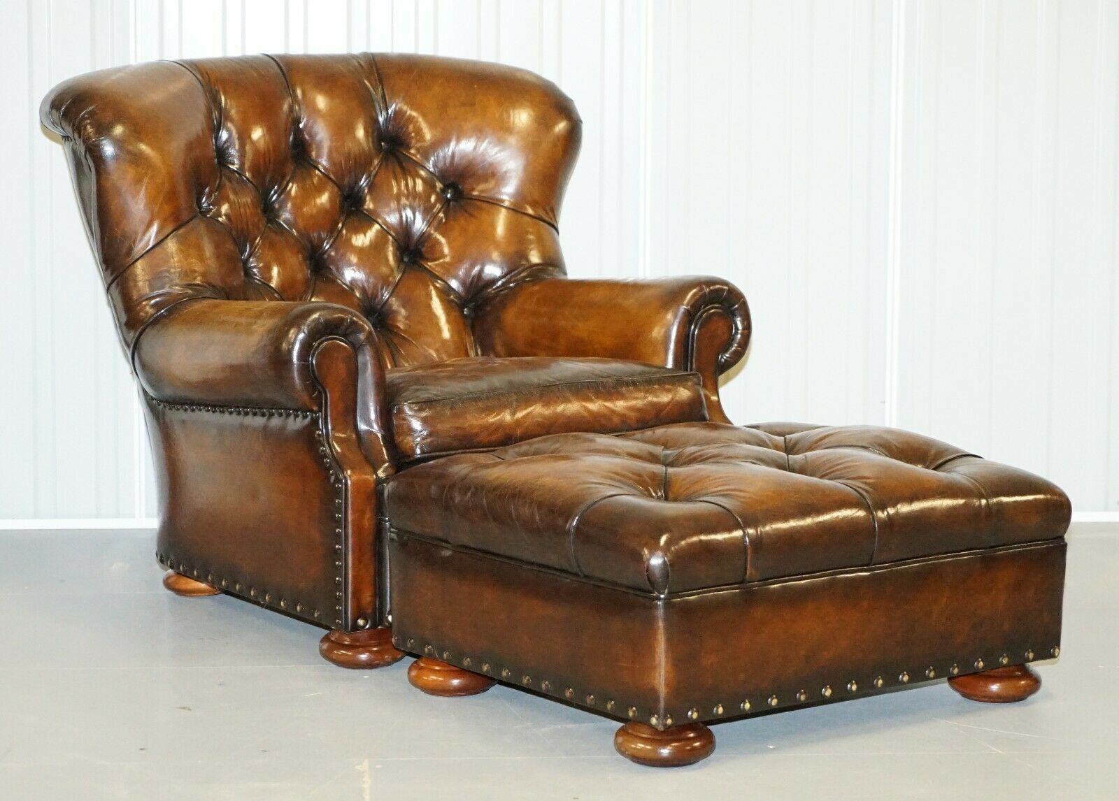 Restored Rrp £13,745 Ralph Lauren Writer's Brown Leather Armchair