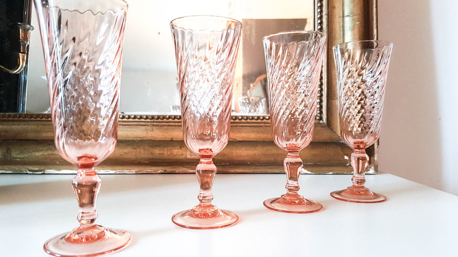 1 Pink Champagne Flute Rosaline Arcoroc Luminarc Pink Glass Vintage Dinnerware Party Meal Wedding Meal Tableware Vintage Table Decoration Vinterior