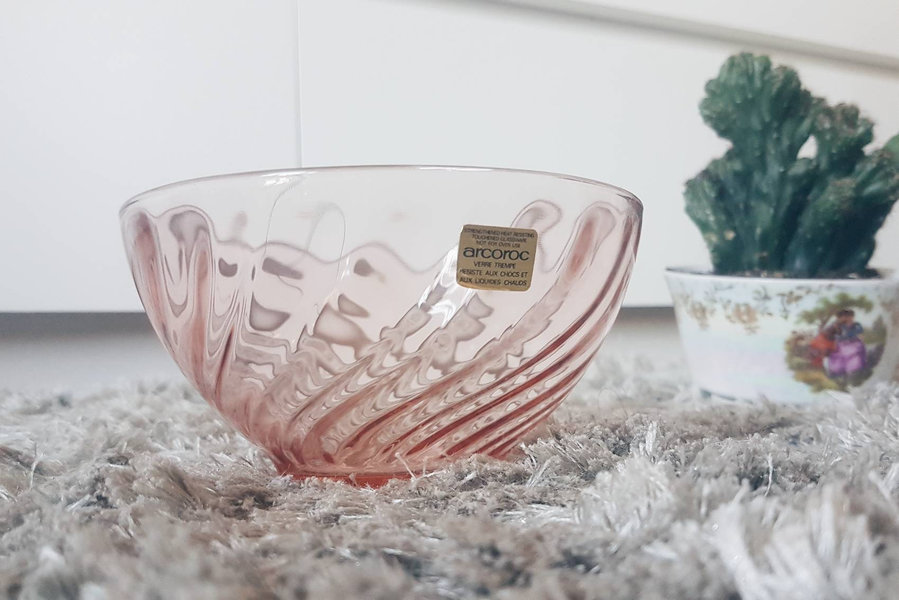 1 Pink Bowl Glass Rose Rosaline Arcoroc Luminarc Tableware Vintage Made In France Ice Cup Tableware Old Table Decoration Wedding Vinterior