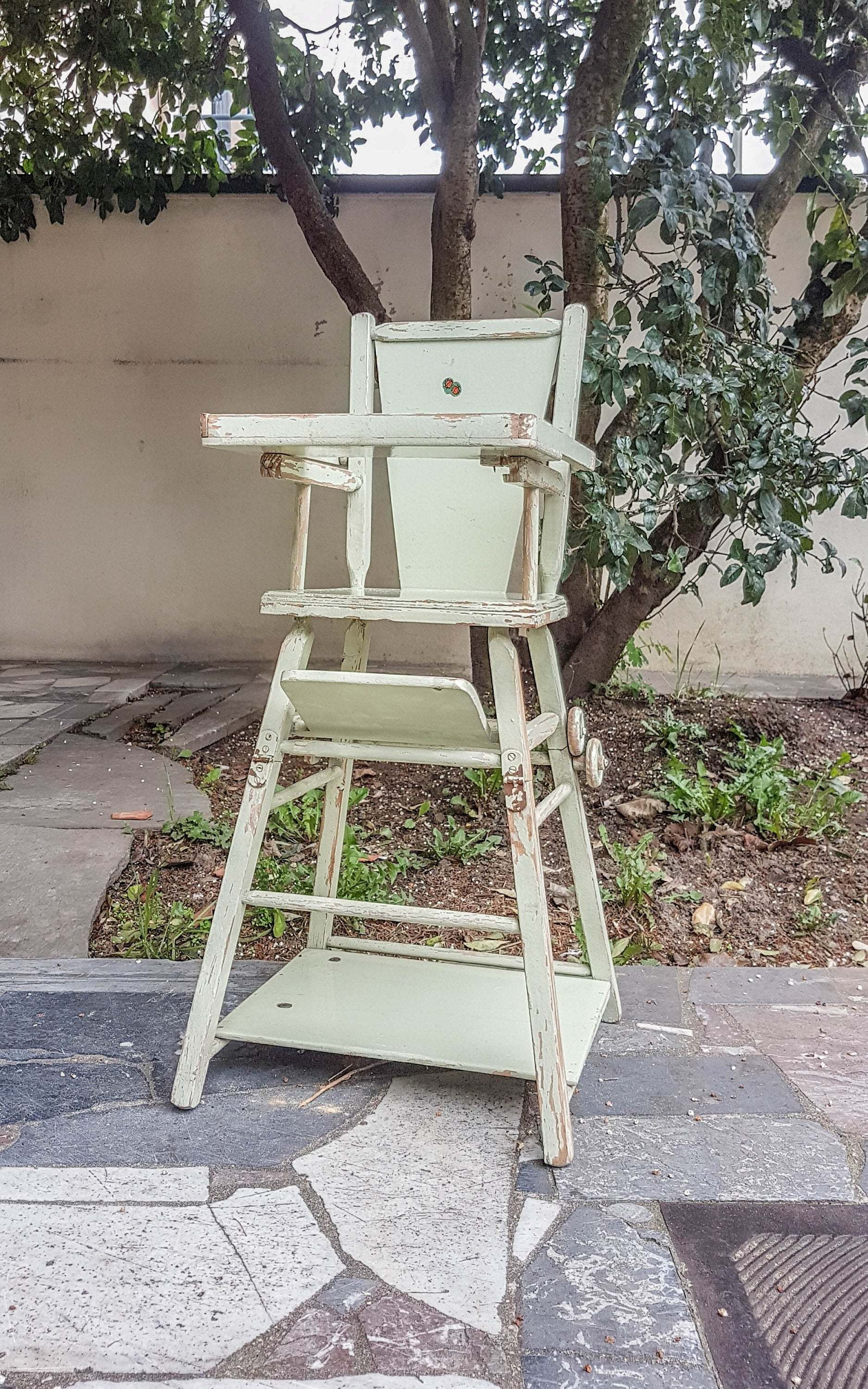 vintage wooden convertible high chair