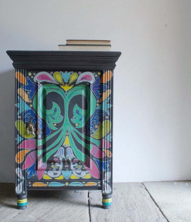 Boho Vintage Cupboard Bedside Cabinet Storage Vinterior