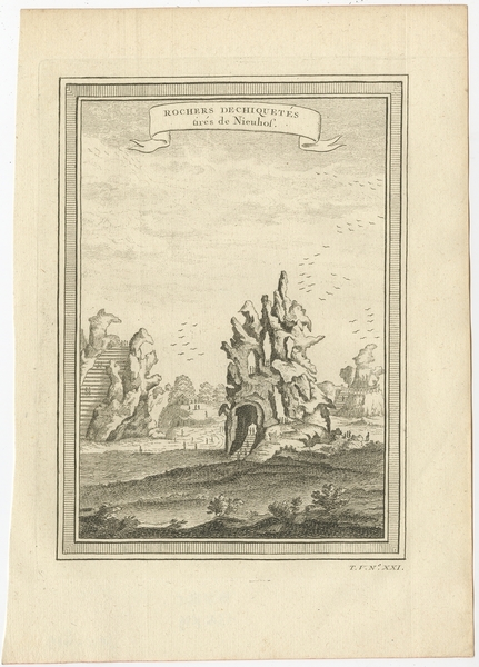 Antique Print Of Ragged Cliffs In China By Prévost (1746)