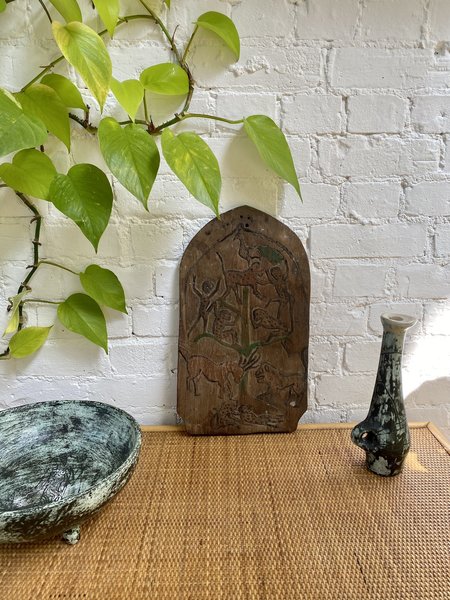Double Sided Carved Wooden Blawong Board From Java (Circa 1920s   50s) photo furniture