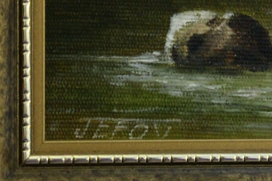 Oil On Board By John E Fox. Stream With Mountains Beyond. (2 Of 2) photo for sale