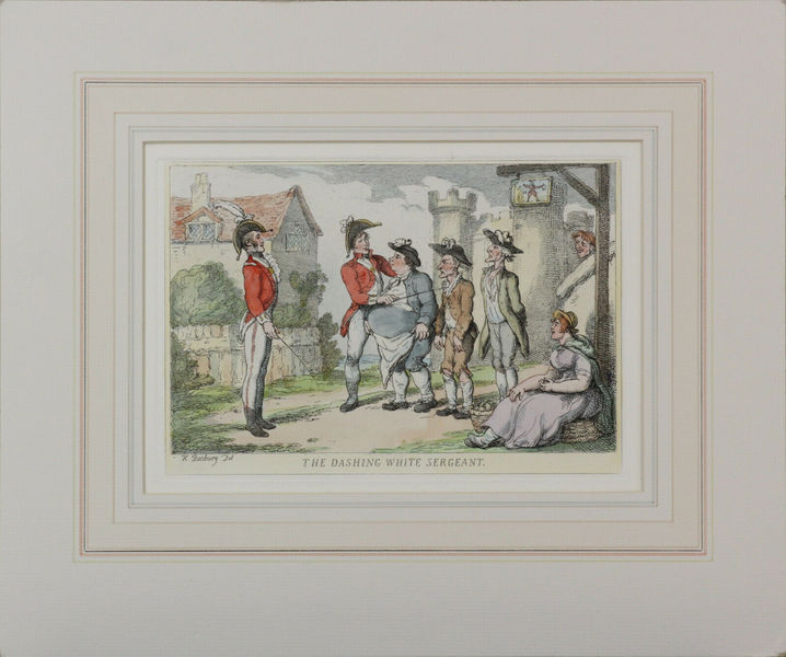 Hand Coloured Etching By Henry Bunbury. Titled "The Dashing White Sergeant"