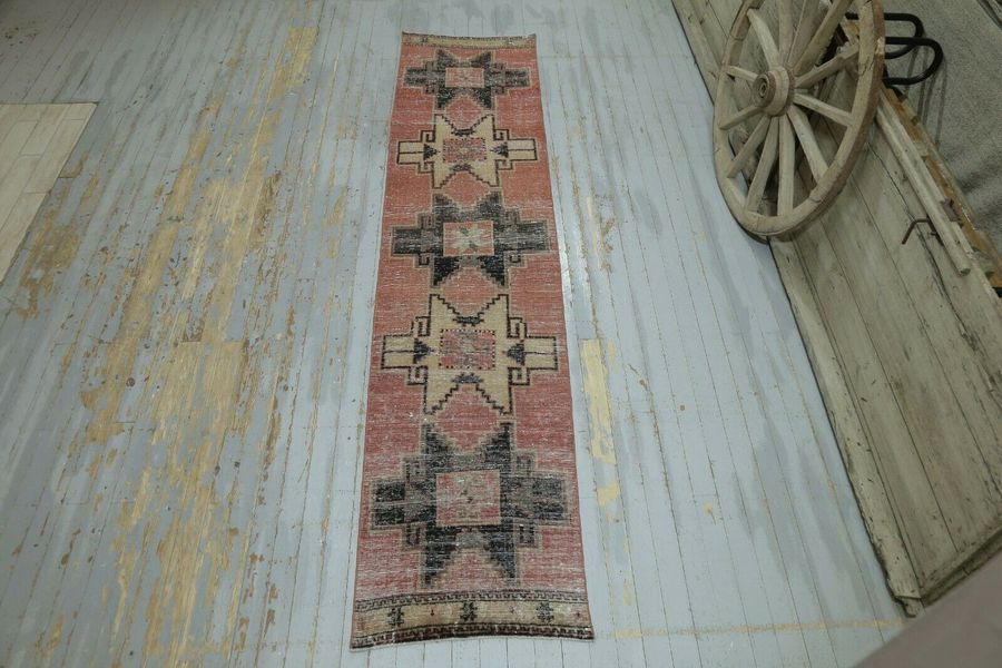 Bohemian Runner, 2.6x11.5 Hallway Runner Rug Vintage Hand ...