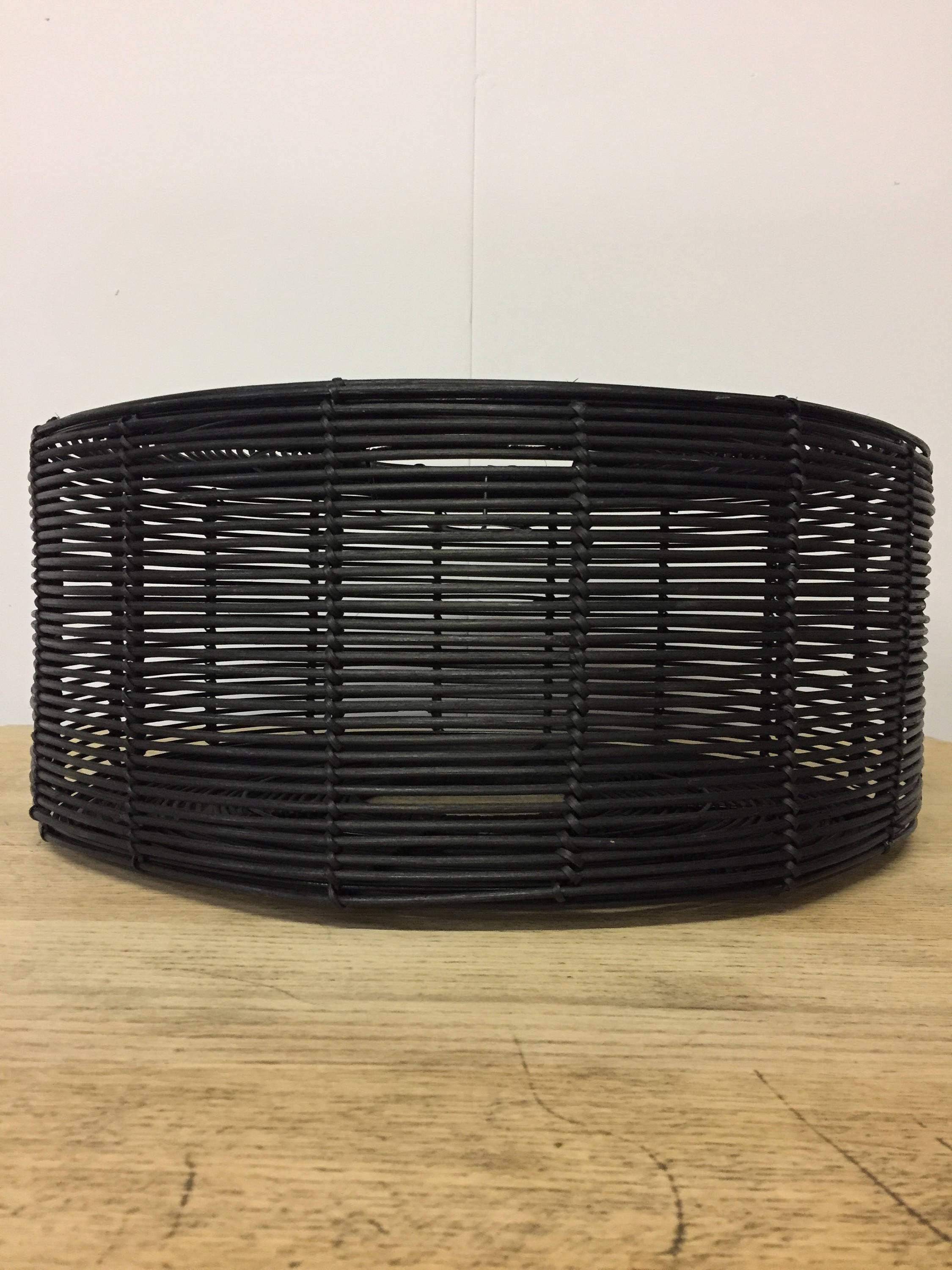 Large Vintage Black Rattan Celing Lamp Shade