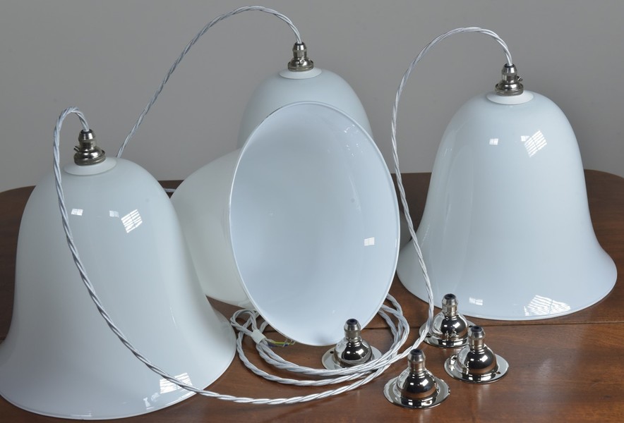 Large Opal Bell Shade Pendant Lights