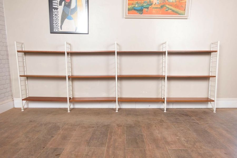 Vintage Retro 4 Bays Of White Staples Ladderax Bookcase Shelving