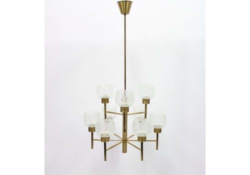 Mid Century Swedish Brass Chandelier, 1960s
